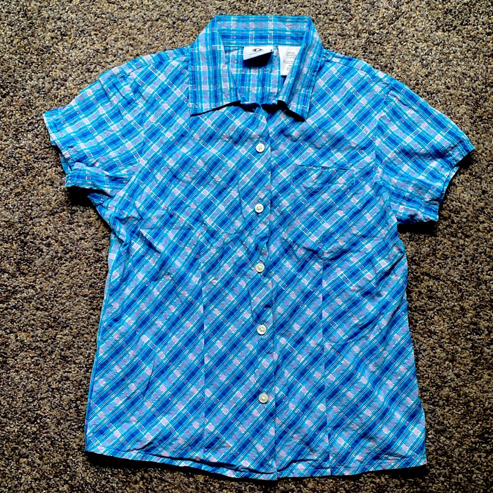 Arizona Jean Company Sparkly Plaid Button Down